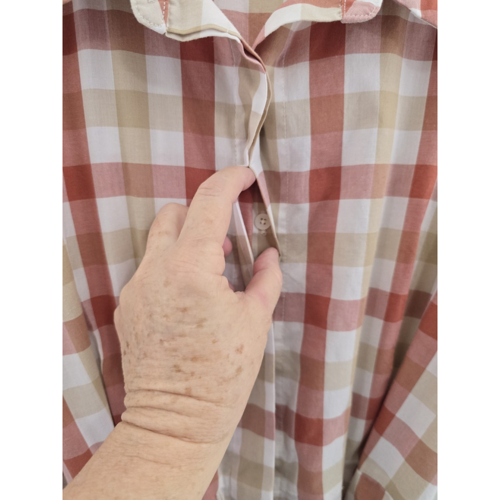 Calvin Klein Red/tan Plaid Country Style Fit/ Flair S Sleeve Dress. Ladies 14 - Picture 6 of 11